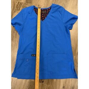 Koi Basics Small Xs Katie Women's Scrub Top 4 Pocket Mock Wrap Royal Blue